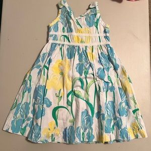Vintage White label Lilly Pulitzer Dress floral Blue Yellow Sz 3T small ink spot